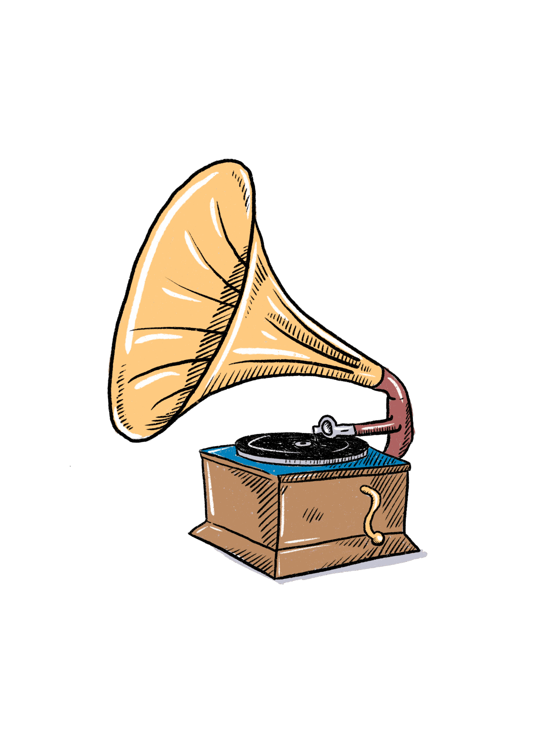 Zeichnung: ein Grammophon.